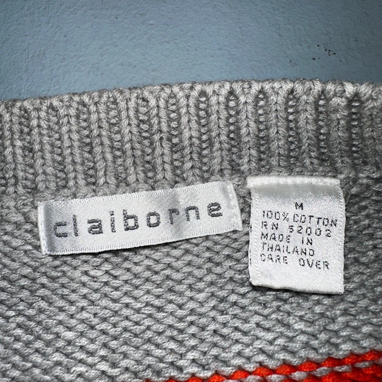 VTG Claiborne Fisherman Knit Womens Sz M Sweater Cable Knit Striped Chic Boho