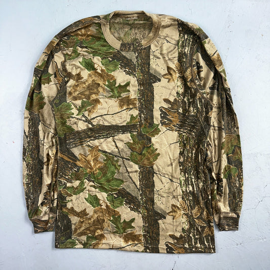 Camo 90s Real Tree VTG T Shirt Long Sleeve Woodland Hunting Pocket Rare Forest