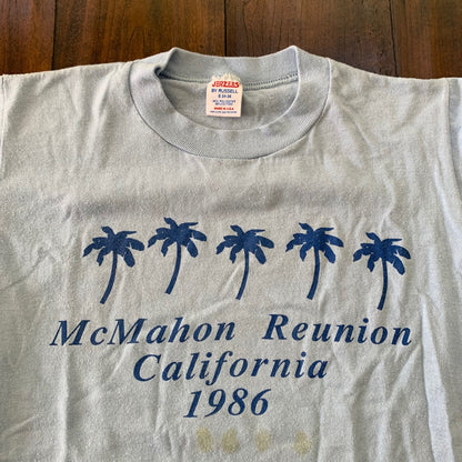 McMahon California Vintage T Shirt 1986 Blue 86 Coast Travel Reunion Palm Trees