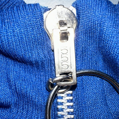 VTG 70s Womens M Sweater Blue Cozy Knit Pullover Short Sleeve High Rockabilly