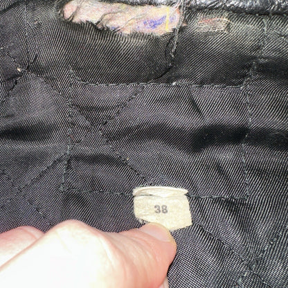 Vintage 50s 60s Black Leather Motorcycle Jacket Cafe Racer Biker 38 1950s 1960s