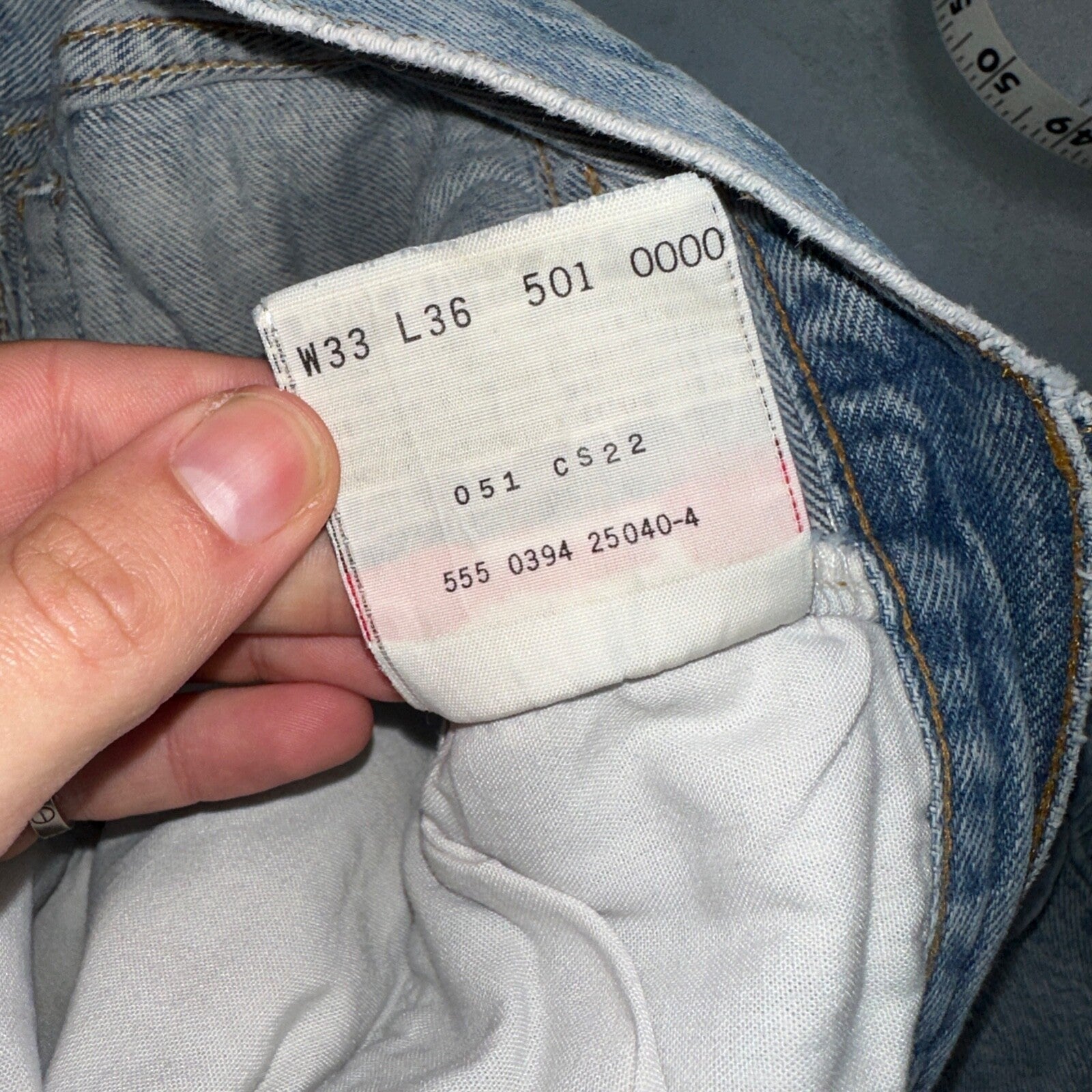 Levis 501 Vintage 90s USA XX Straight Leg Jeans 33x36 Light Wash Act 30x30