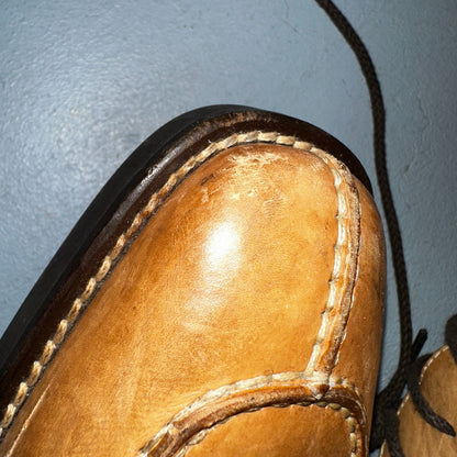 Michael Toschi Mario Men's Lace-up Brown Leather Shoes 8.5 Long Toe Classy