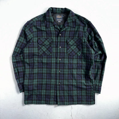 Pendleton Original Board Shirt Mens L Plaid Loop Collar 100% Wool Long Sleeve