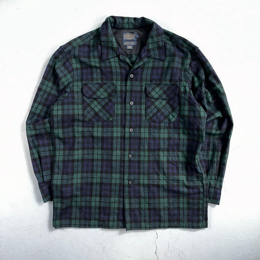 Pendleton Original Board Shirt Mens L Plaid Loop Collar 100% Wool Long Sleeve