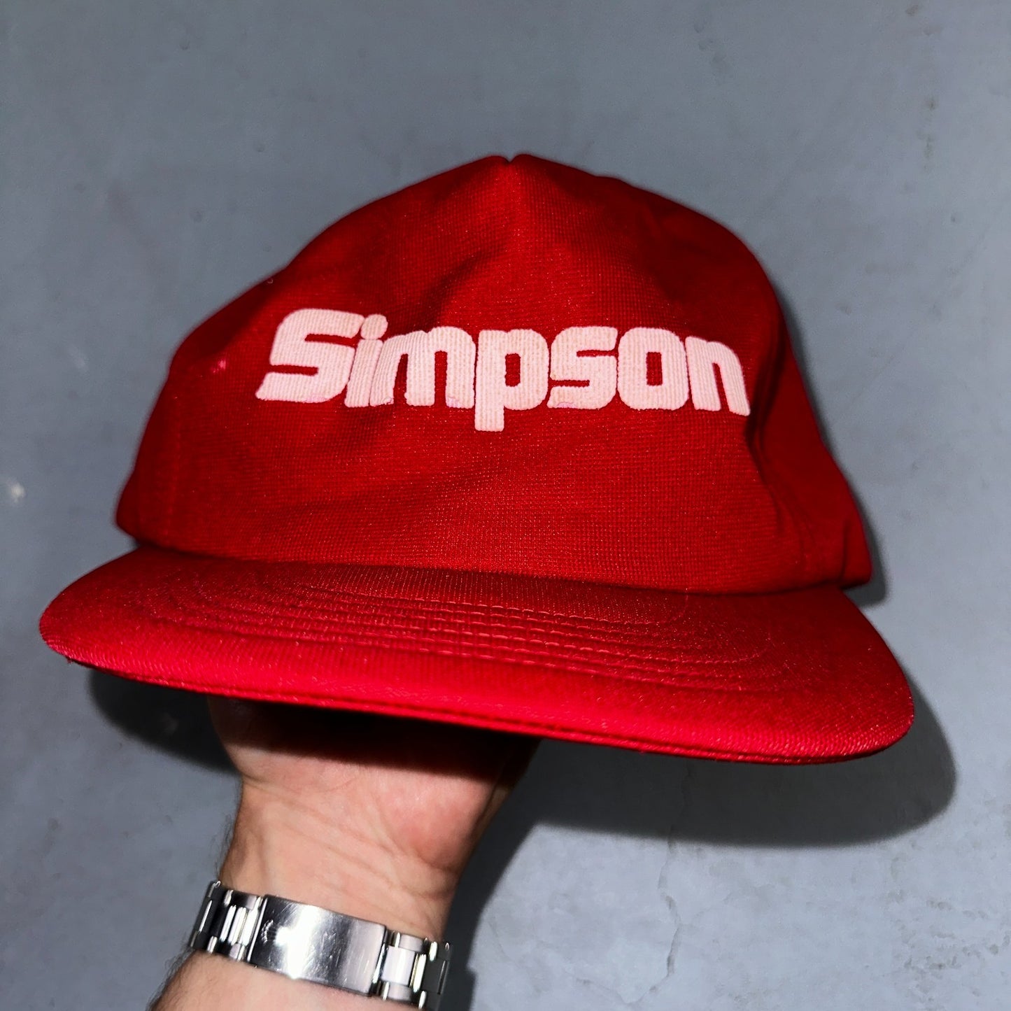 Vintage Simpson Racing Hat Cap Red Snapback Motorsports Auto Garage USA