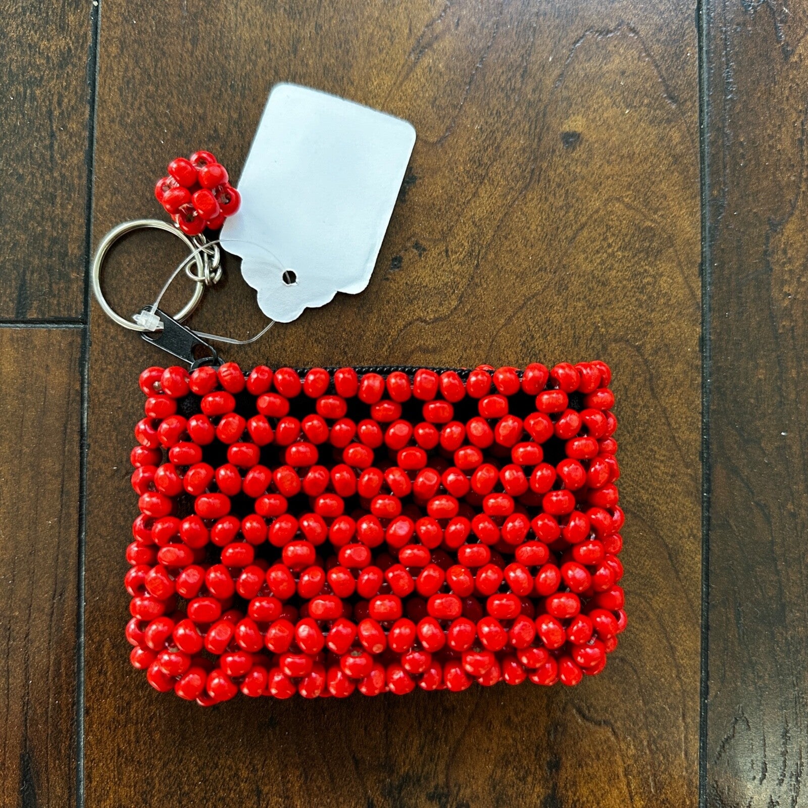 MAGID RED BEADED STYLE HANDBAG / PURSE Square Coin Filipino Tesoros