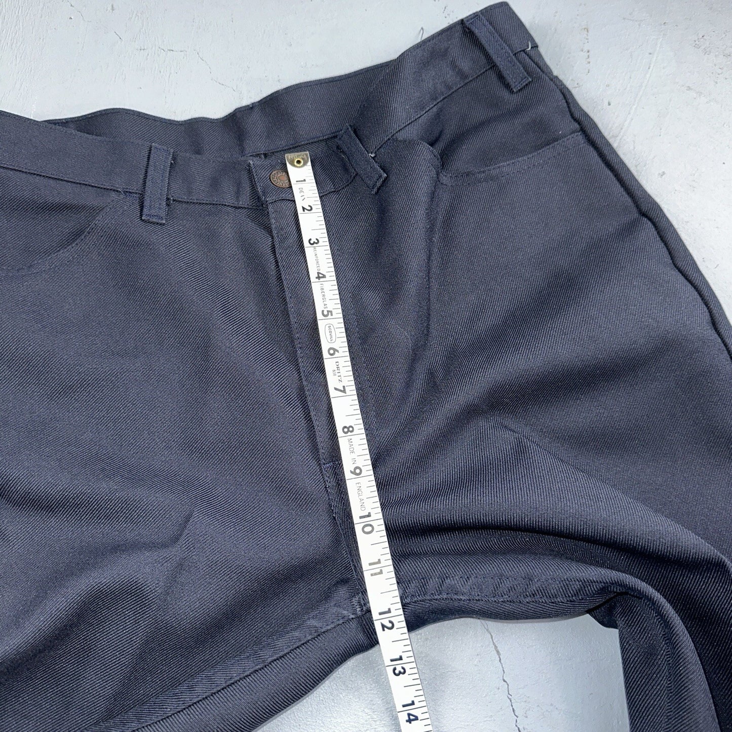 Levis 70s USA 517 36x32 Bootcut Pants Navy Blue Polyester Slacks Vintage 34x27