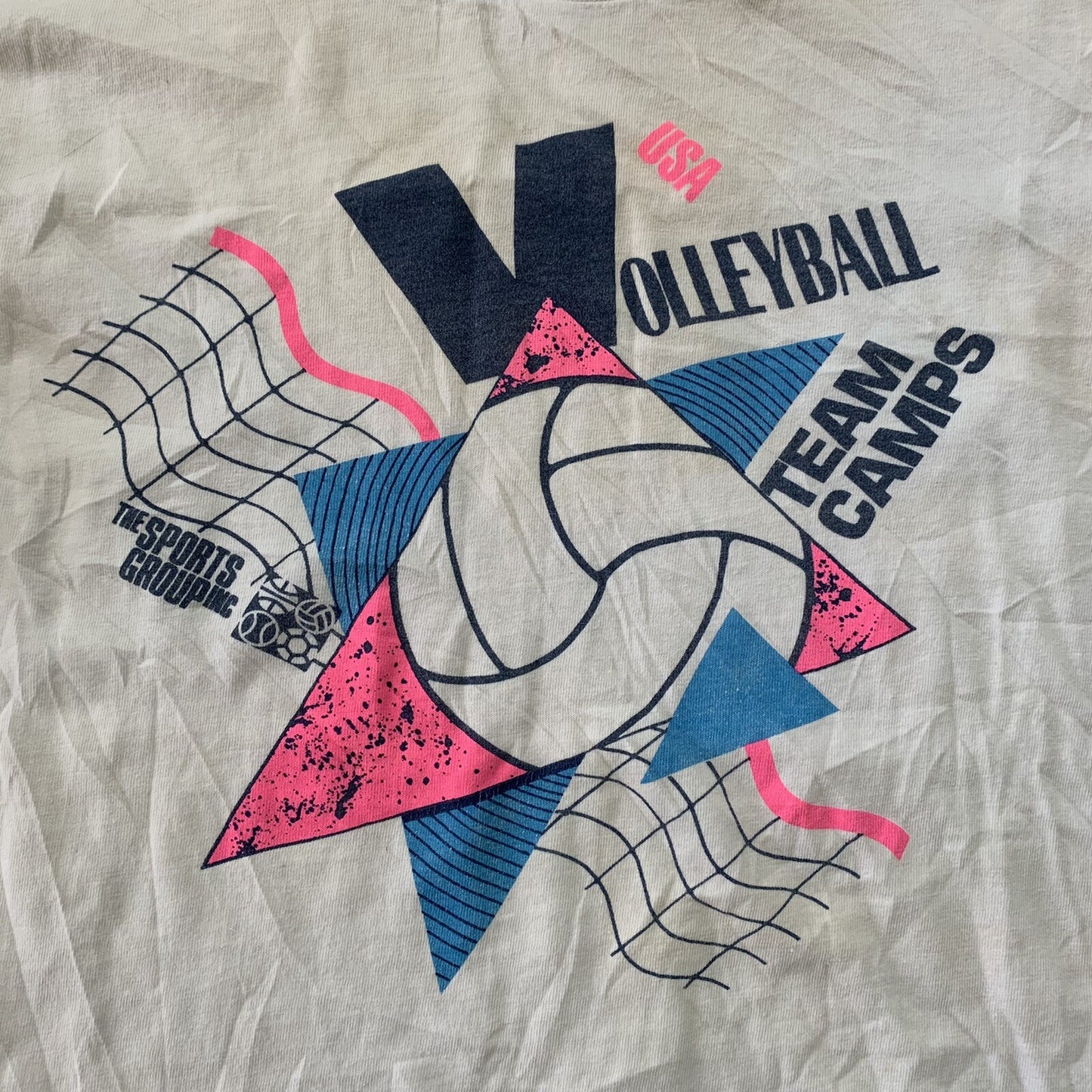Vintage Nike T Shirt USA Rare Blue Long Sleeve 80s Volleyball 90s Sports Pink