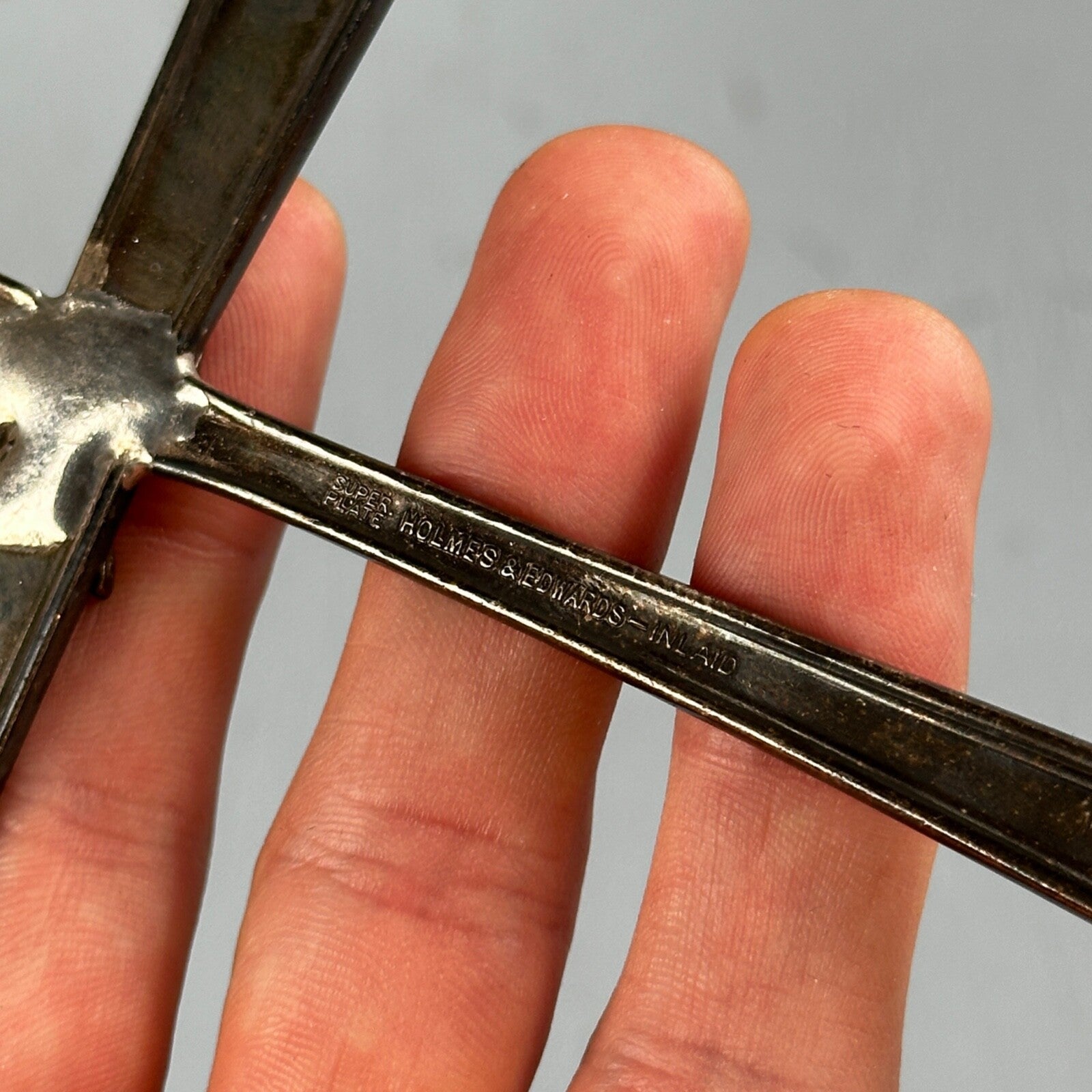 Holmes Edwards Cross Small Antique Crucifix Early 1900's Silver Plate Rare Find