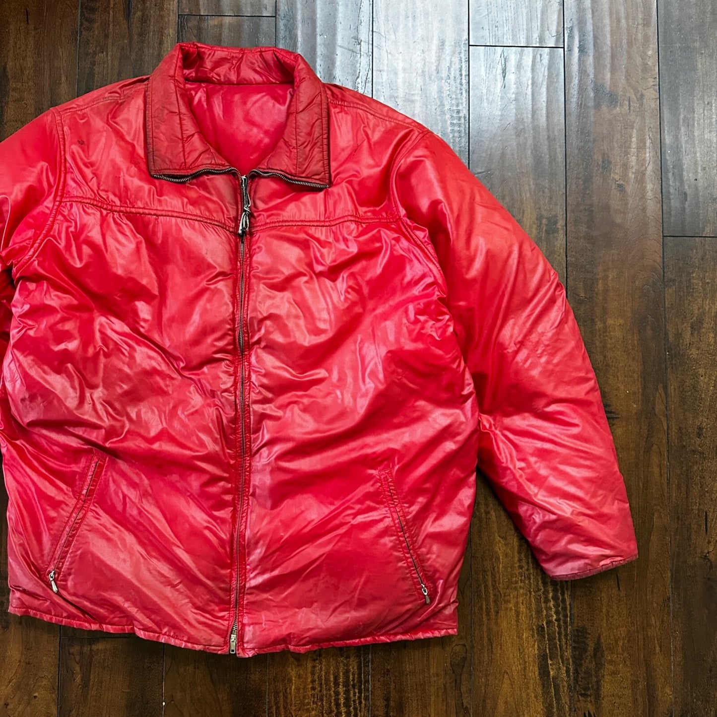 VTG 1960's Roffe Down Filled Ski Jacket Blue XL Mens Parka Red Warm