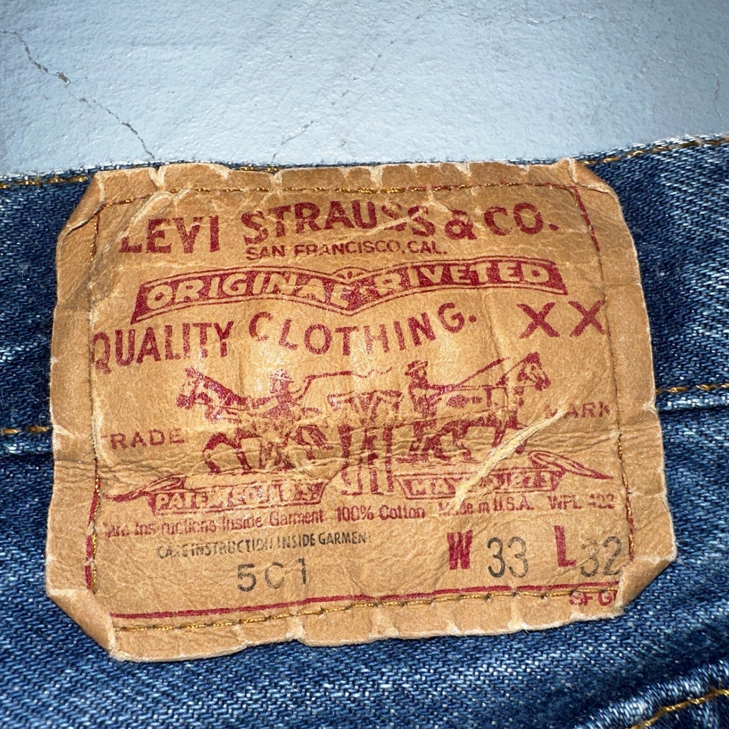 Levis 501 Vintage 80s USA XX Straight Leg Jeans Blue Med Wash 33x32 Act 30x27