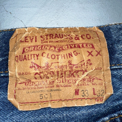 Levis 501 Vintage 80s USA XX Straight Leg Jeans Blue Med Wash 33x32 Act 30x27