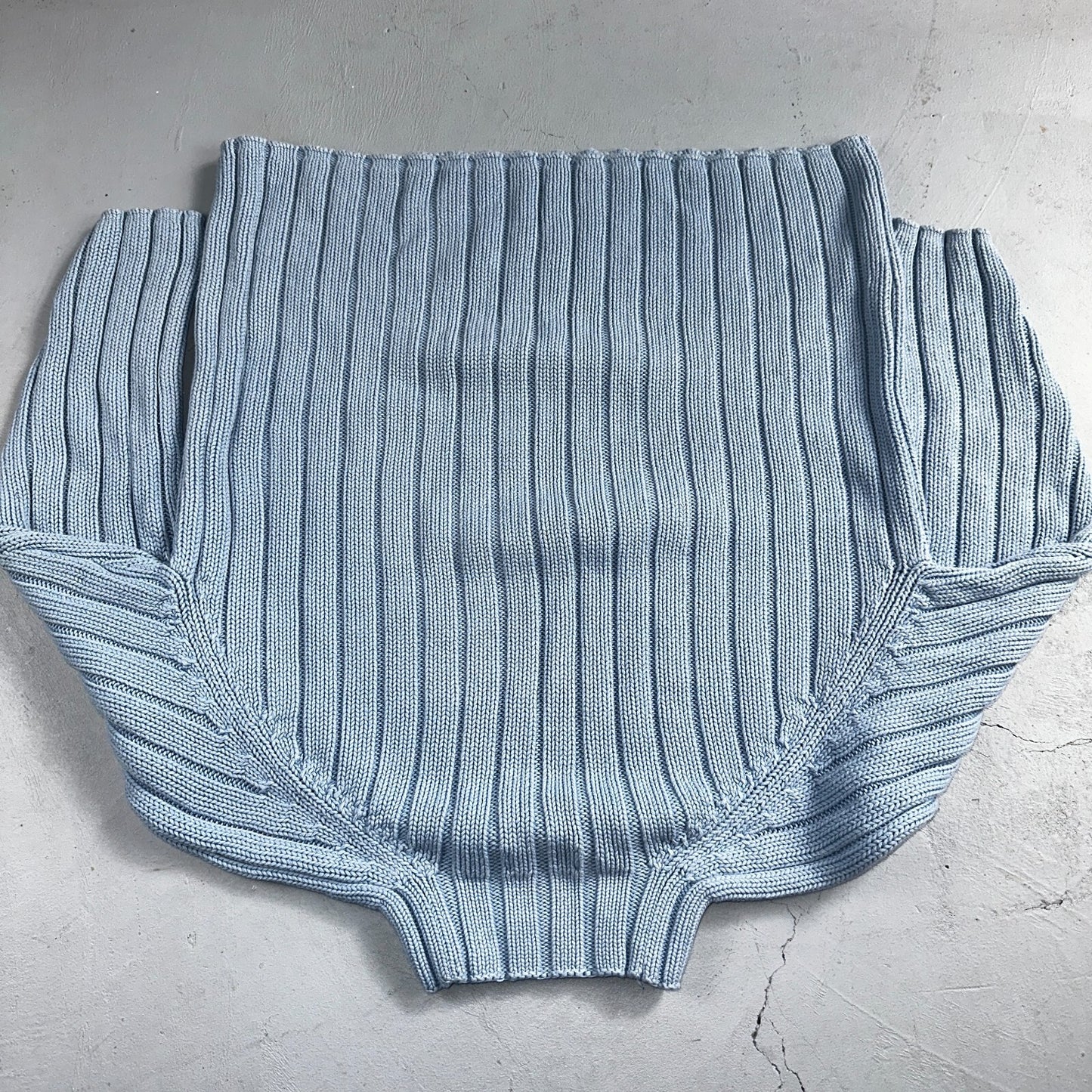 Vintage 90s Lands End 100% Cotton Chunky Ribbed Knit High Neck Sweater Size L