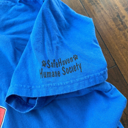 Super Staff Dog Print Superman Vintage T Shirt Marvel Blue Wolf Animals Love Rap