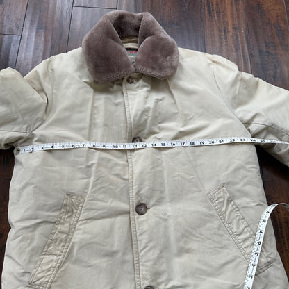 Vintage Comfy Outdoor Garment All Down Jacket Khaki Medium Seattle WWII 50s 40s