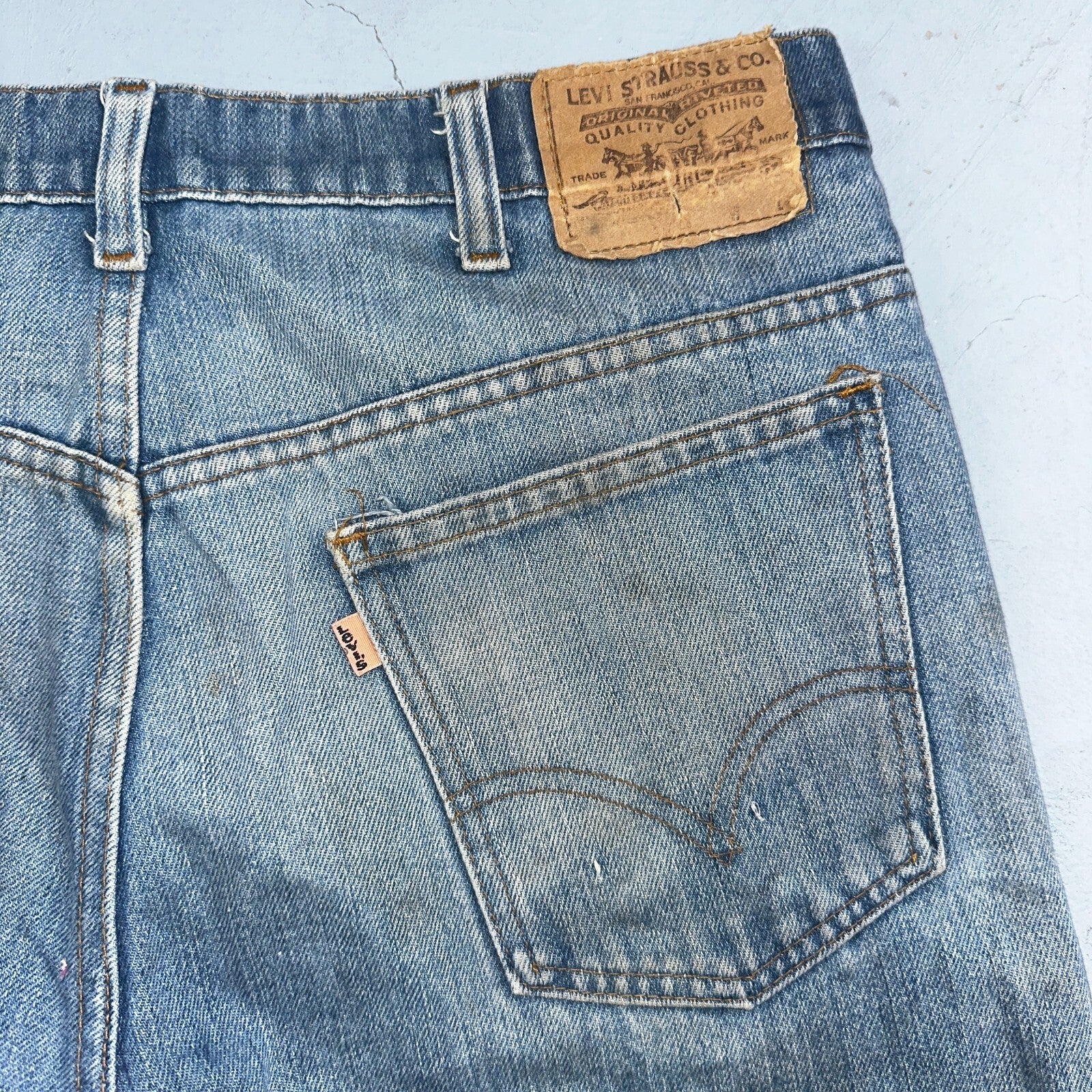 Levis 517 Vintage 80s USA Orange Tab Bootcut Flare Blue Jeans Talon Act 34x29