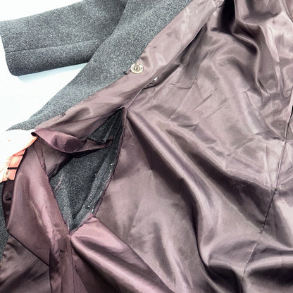 VTG Pavilion Petite Gray Coat  Womens  Double Breasted Long Trench Overcoat Sz L