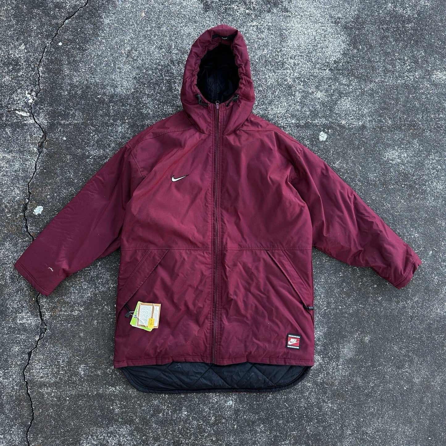 VTG 90s Nike Team Sports Logo Spellout Coat Jacket Parka Men’s M 1990s Red