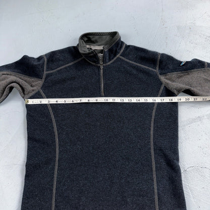 Kuhl Youth Size M (10-12) Navy Gray Kashmira Fleece Pullover Sweater Quarter Zip