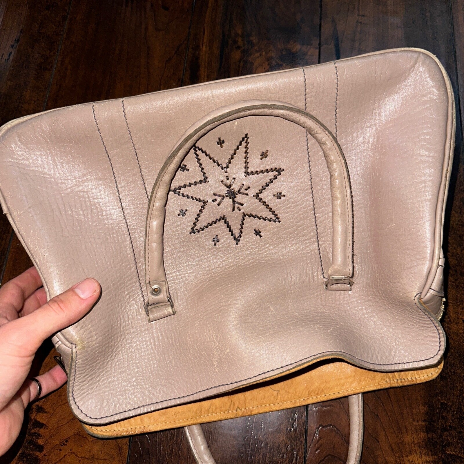 VTG 1950s Basic Hand Bag Purse Leather USA Talon Zip 50s 40s Rockabilly Cowboy