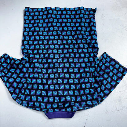 Carlyle VTG Short Sleeve Knit Polo Sz L Rockabilly Crazy Print Pattern Blue 70s