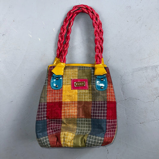 TOUS Tote Bag Patent Leather Multicolor Purse Patchwork Y2K Vintage Colorful