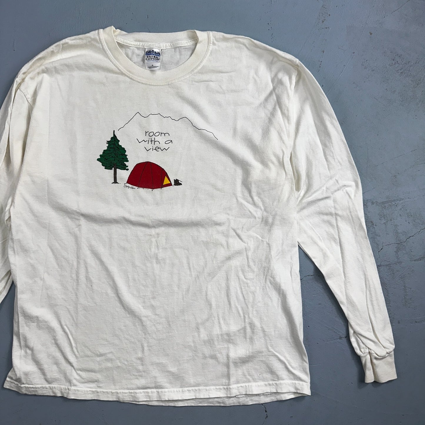 Hiking Room With A View VTG T Shirt Funny Camping Camp Hike Travel USA Y2K