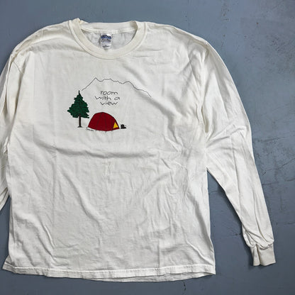 Hiking Room With A View VTG T Shirt Funny Camping Camp Hike Travel USA Y2K