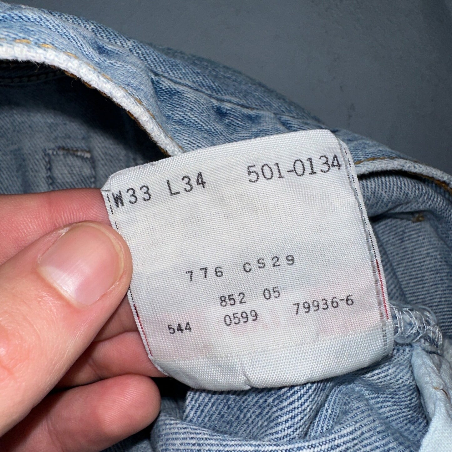 Levis 501 Vintage 90s USA XX Straight Leg Jeans Blue Light Wash 33x34 Act 30x33