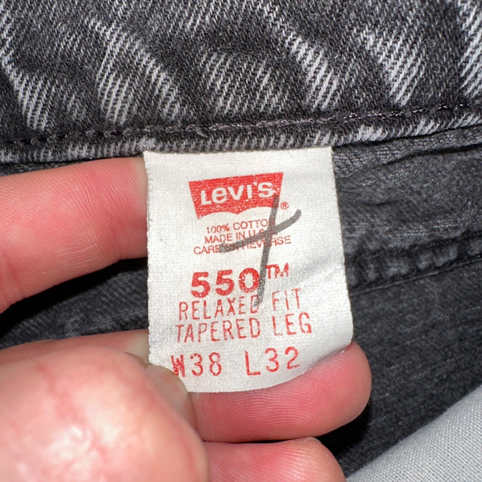 Levis 550 Vintage 90s USA Orange Tab Jeans 38x32 Black Med Wash 501 Act 36x31