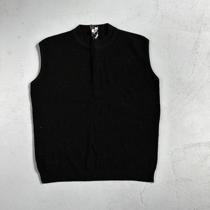 Black Cute Womens Knit No Sleeve Sweater 70s 80s Basic Essentials Look