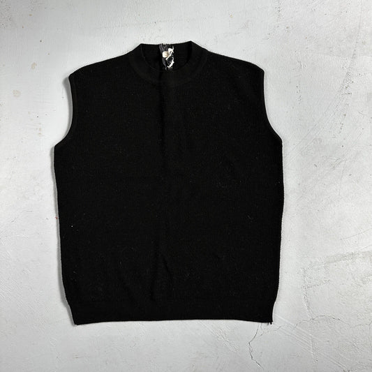 Black Cute Womens Knit No Sleeve Sweater 70s 80s Basic Essentials Look