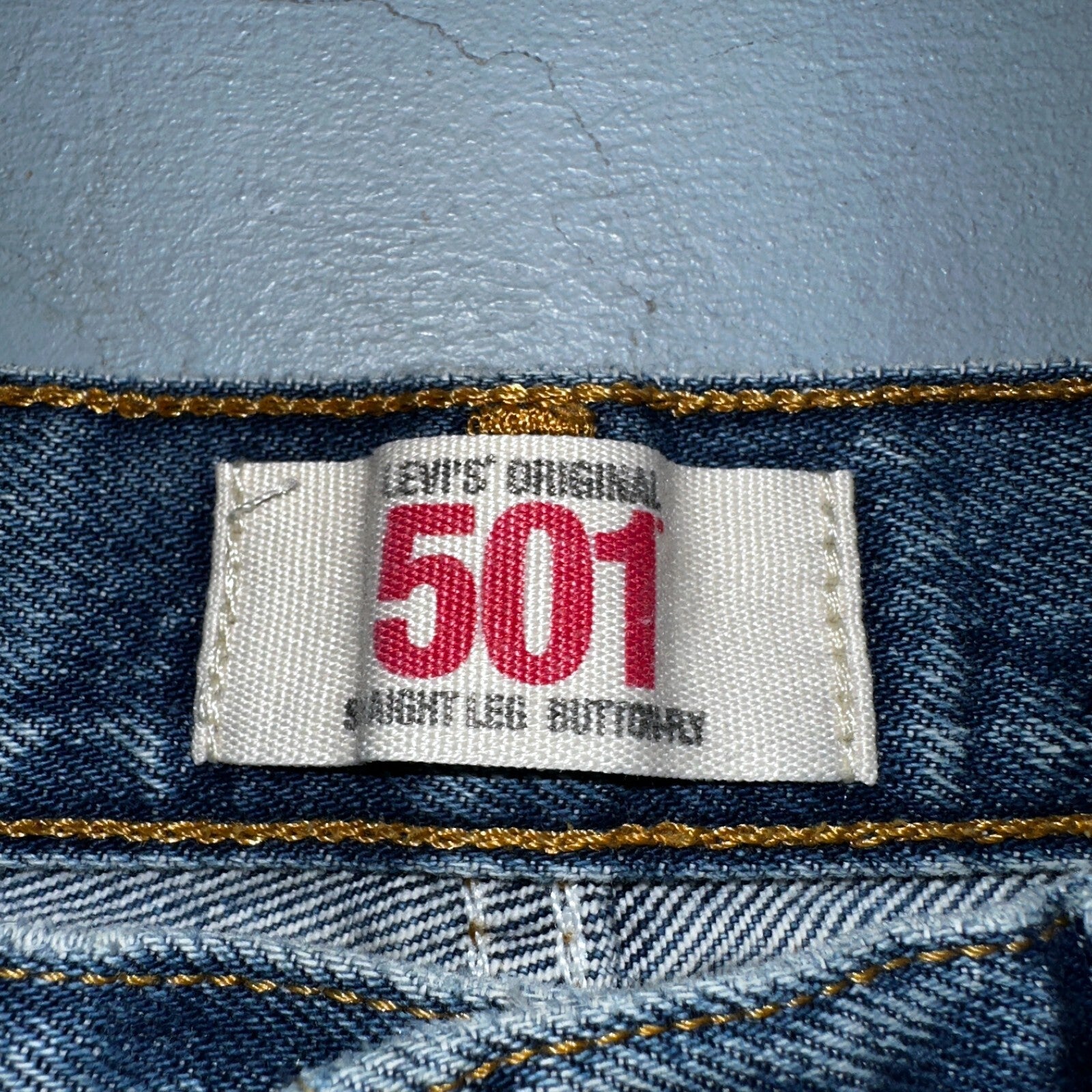 Levis 501 Vintage Y2K XX Straight Leg Jeans Rips Blue Med Wash 33x36 Act 31x31