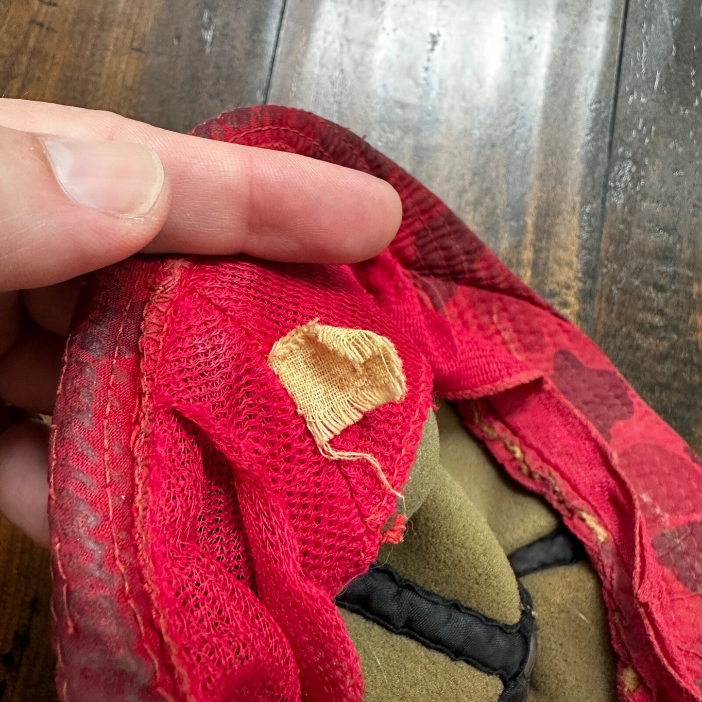 Frogskin 70s Fisherman Vintage Hat Bucket POST WWII Frog Skin Pink Red Camo