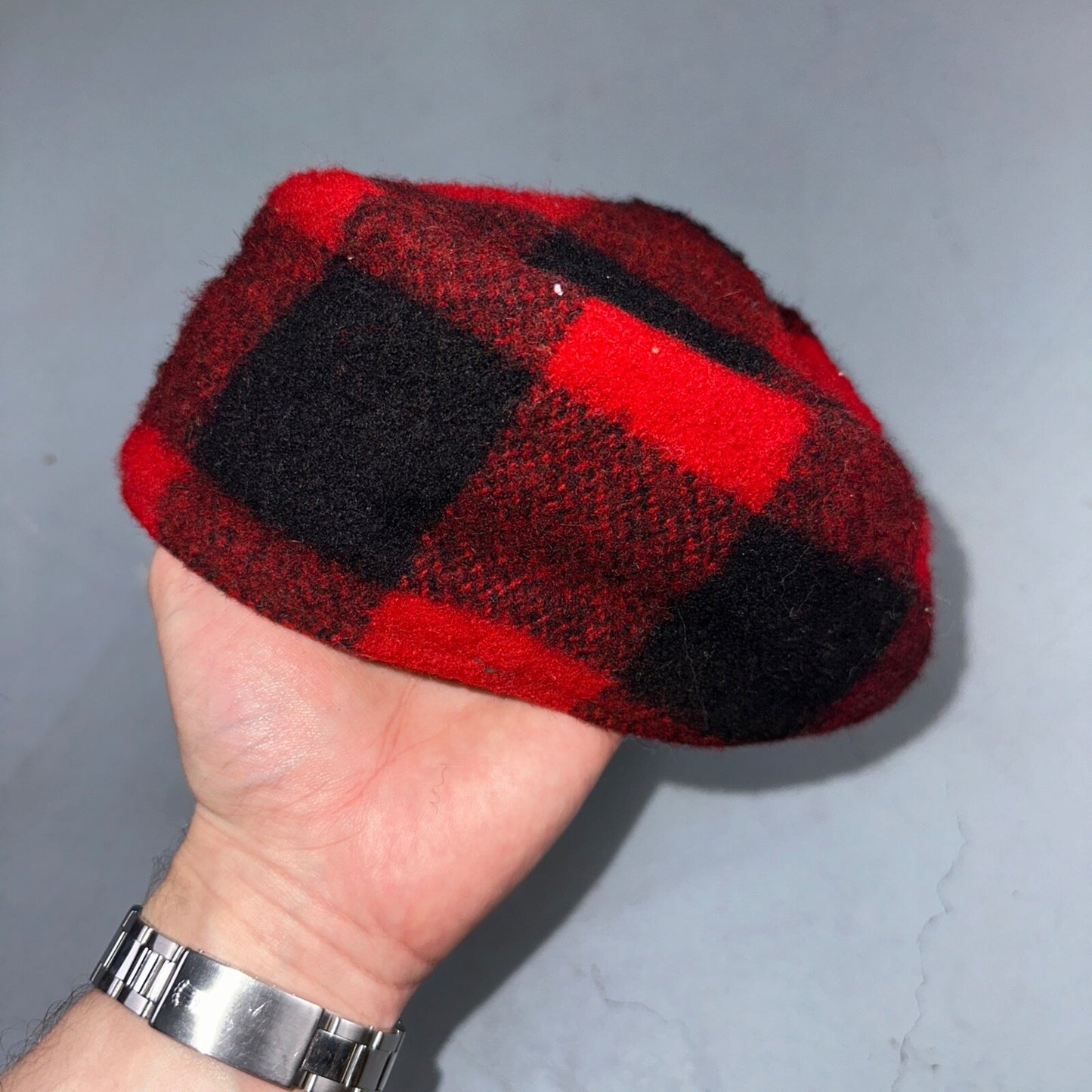 Vintage 1970s Woolrich Buffalo Plaid Red Black Hat with Ear Flaps USA 70s Warm