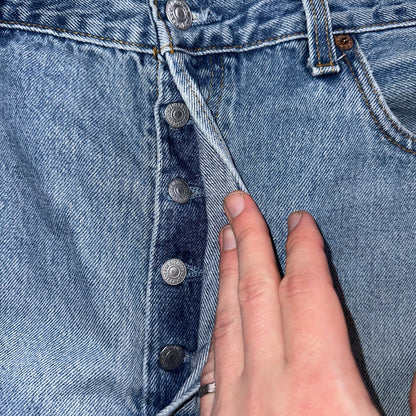 Levis 501 Vintage 90s USA XX Straight Leg Jeans Blue Light Wash 36x34 Act 34x33