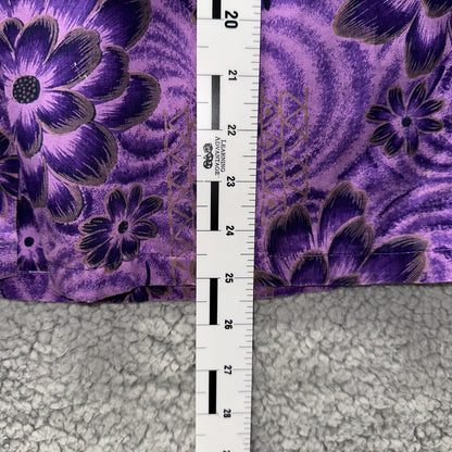 Vintage 50s Hawaiian Aloha Print Shirt Rockabilly Honolulu 60s Button USA Purple