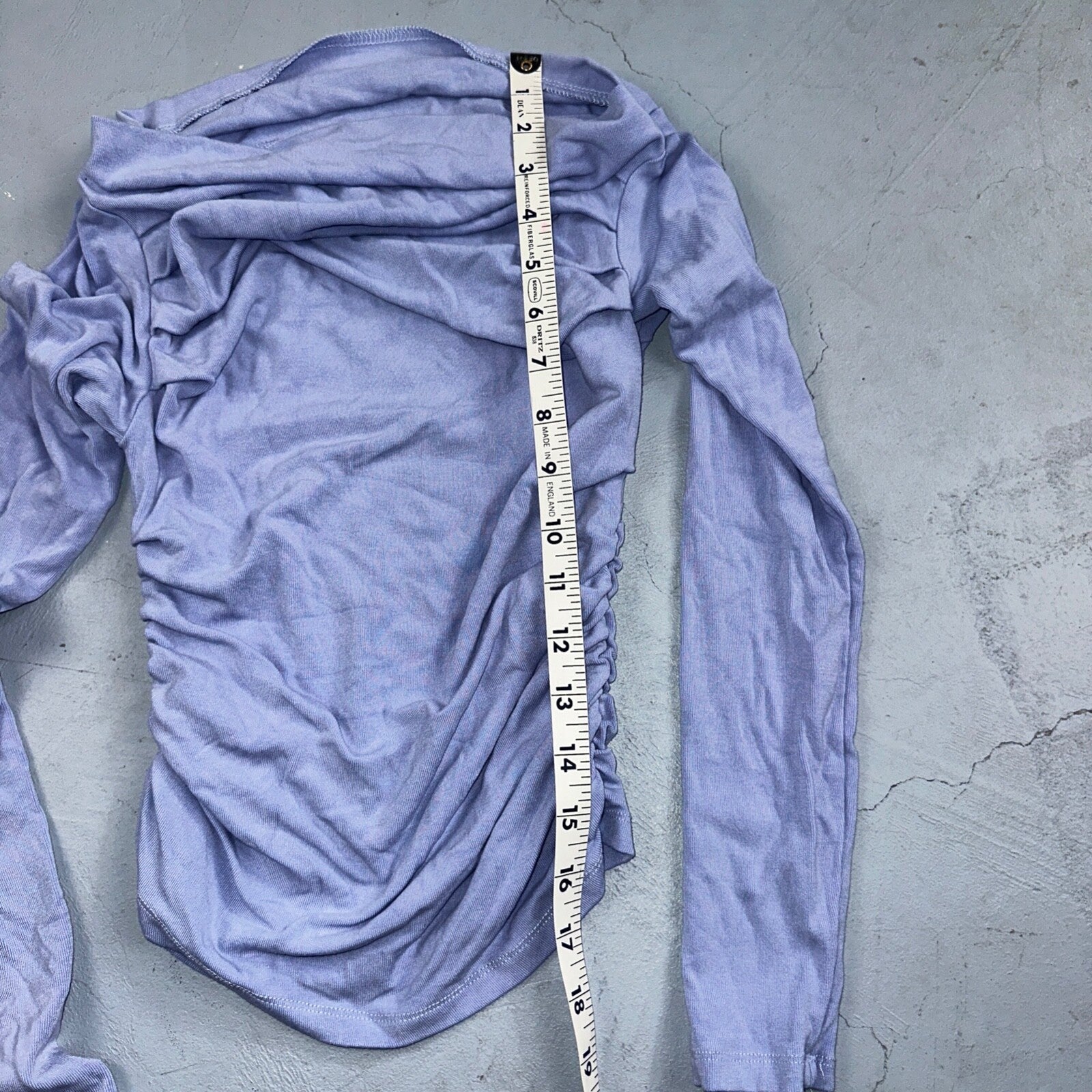 Rayon Blouse Womens S Purple Off Shoulder Crinkle Top Mesh Ruched Y2K