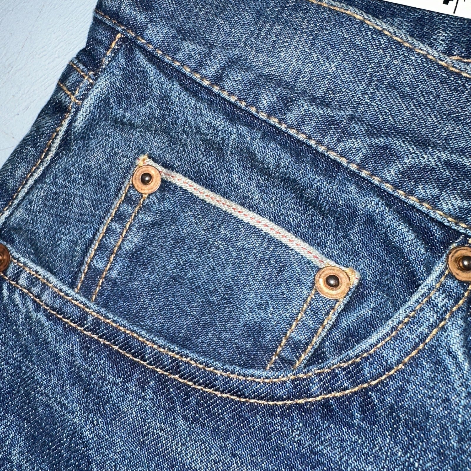 Taylor Stitch The Slim Jean Selvedge Red Line Blue Denim Mens 33 Cotton 33x33