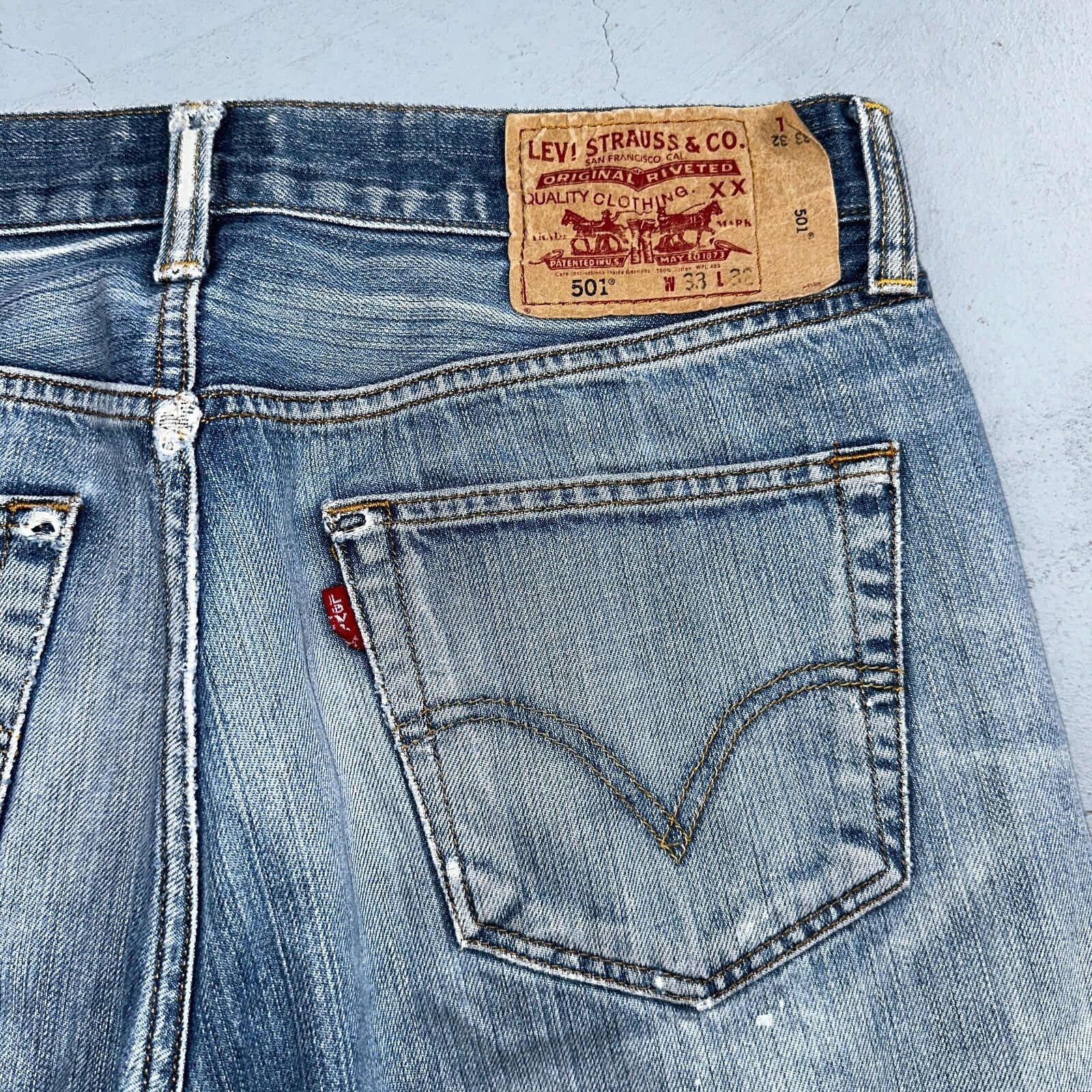 Levis 501 Vintage Y2K XX Straight Leg Jeans Blue Light Wash 33x32 Act 31x30