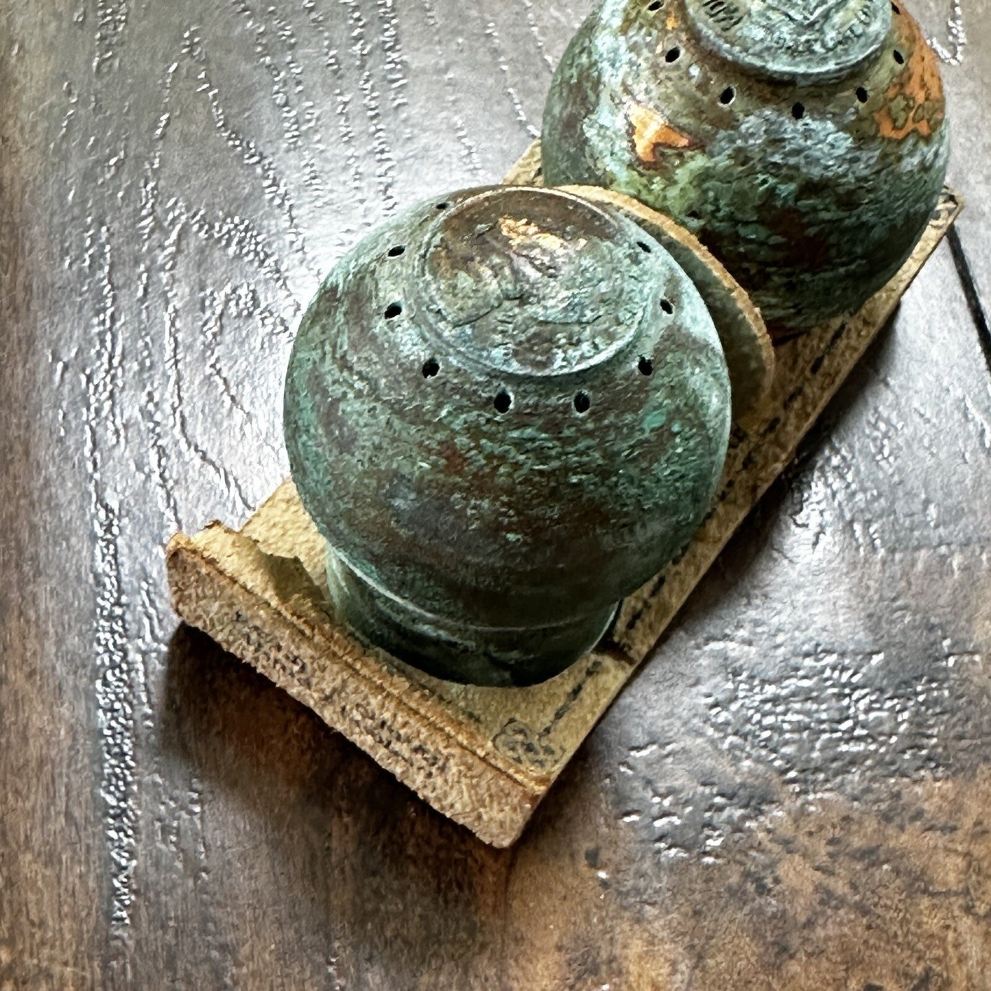 VTG Solid Copper Salt And Pepper Shaker Set Salt Lake City Utah Coins RARE