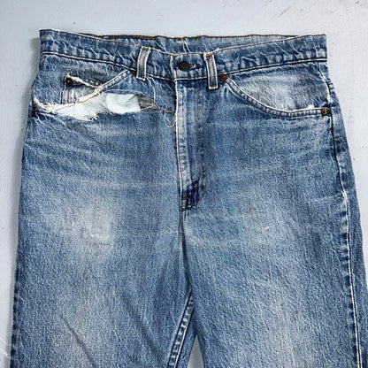 Levis 517 Vintage 80s USA Orange Tab Bootcut Flare Blue Worn Jeans Act 32x30