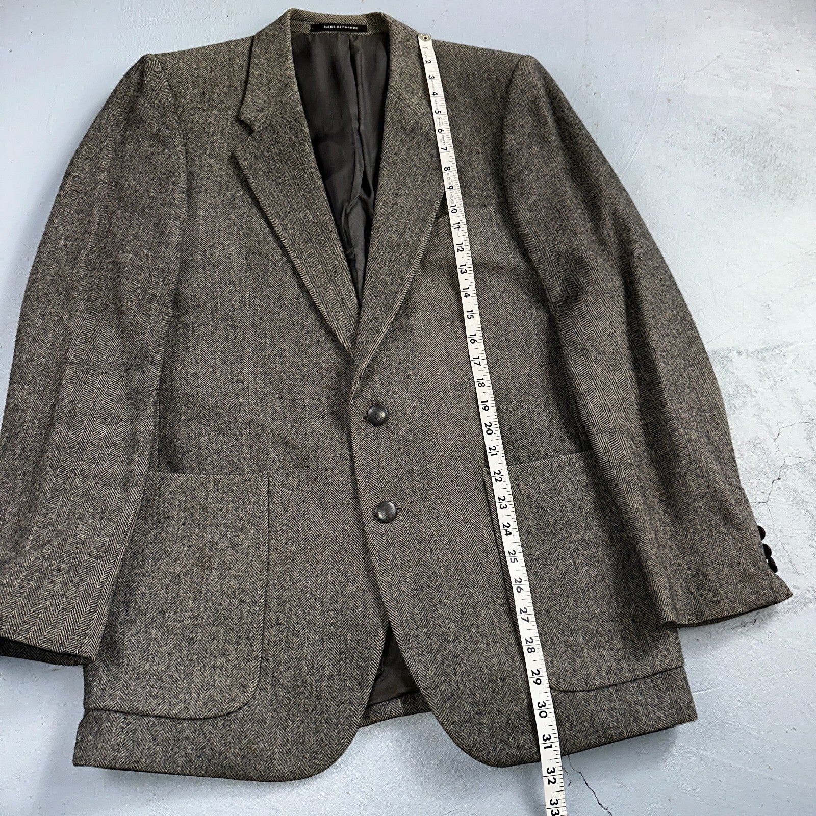 YSL Yves Saint Laurent Vintage Gray Tweed Jacket 38 Blazer Coat France Suit 80s