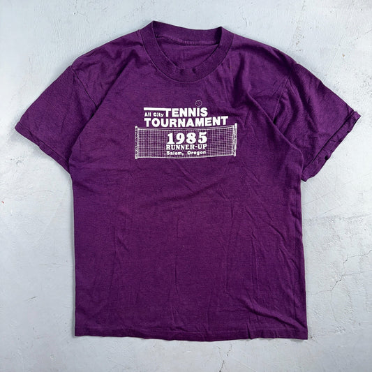 Tennis Tournament Salem Oregon 1985 VTG T Shirt 80s Purple PDX Single Stitch