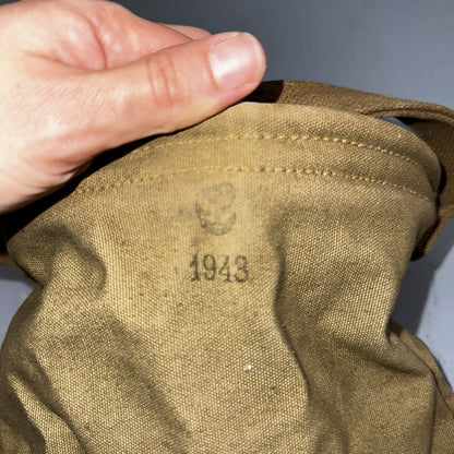 WWII US Army Cavalry Collapsable Folding Canvas Jeep Water Bucket 1943 40s Bag