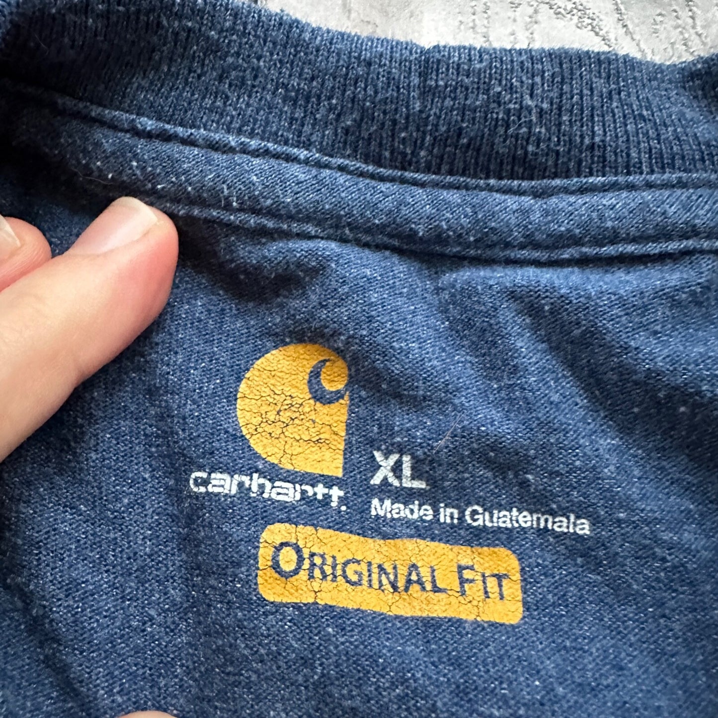 Carhartt Pocket Navy Blue T Shirt Workwear Basic Simple Y2K Great Quality