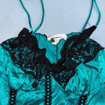 VTG Texsheen Lingerie Slip Dress Sleepwear Sweep Nightgown Lace Teddy Negliee