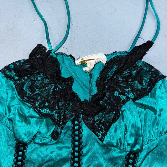 VTG Texsheen Lingerie Slip Dress Sleepwear Sweep Nightgown Lace Teddy Negliee