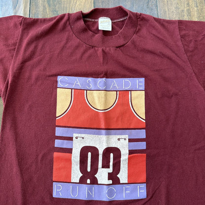 Nike 1983 Cascade Run Off T Shirt Vintage Geisha 80s Maroon Marathon Oregon Tee